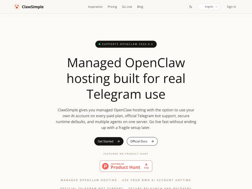 ClawSimple screenshot