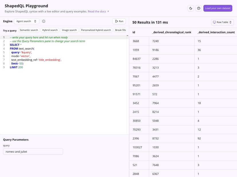 ShapedQL screenshot