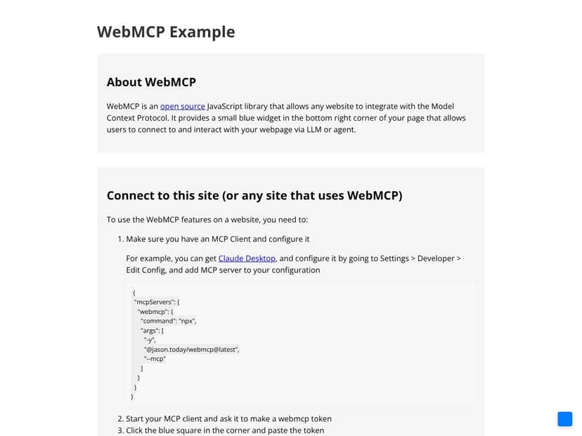 WebMCP screenshot