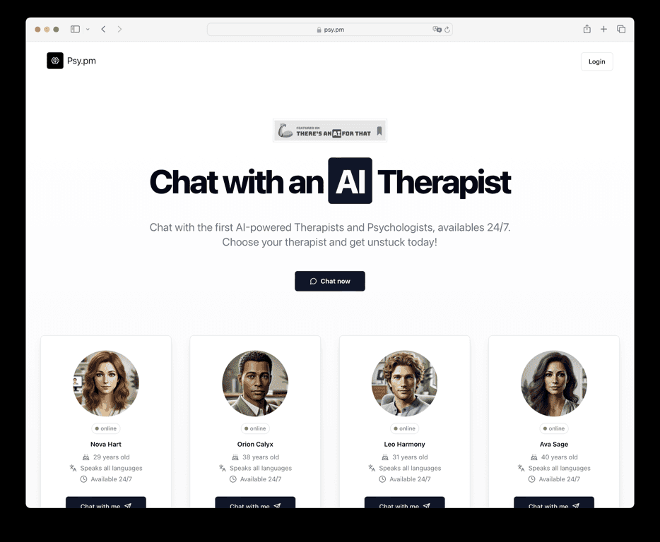PSY – AI Therapists Review – Your 24/7 Mental Health Support