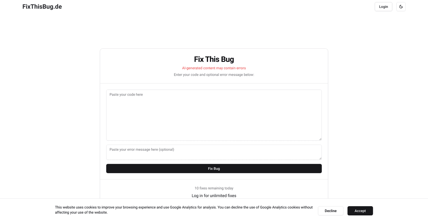 FixThisBug.de Review – Your Coding Companion for Bug Fixes
