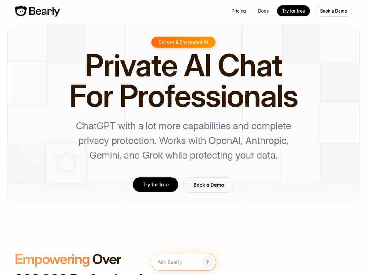 Bearly Review – Plataforma de chat con IA segura para usuarios conscientes de la privacidad