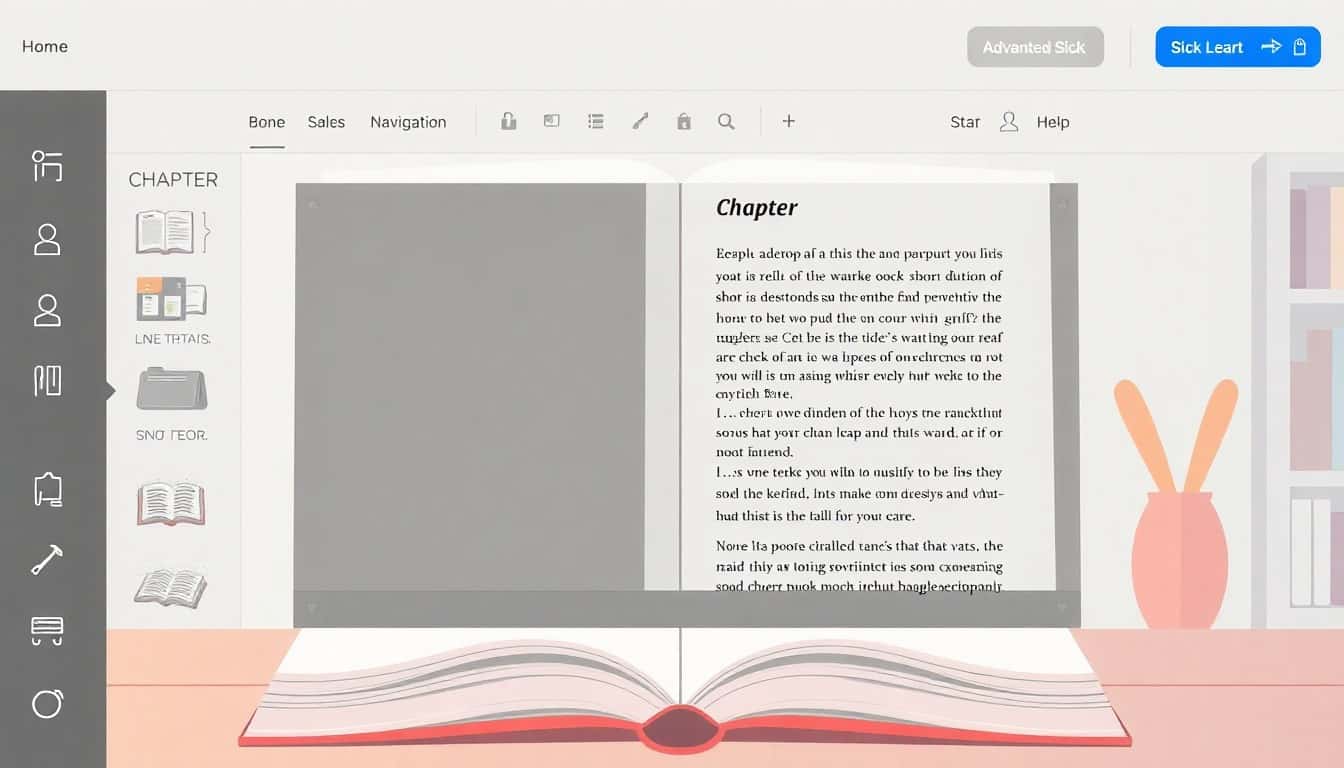 Manuscript open in a book editing interface on a laptop