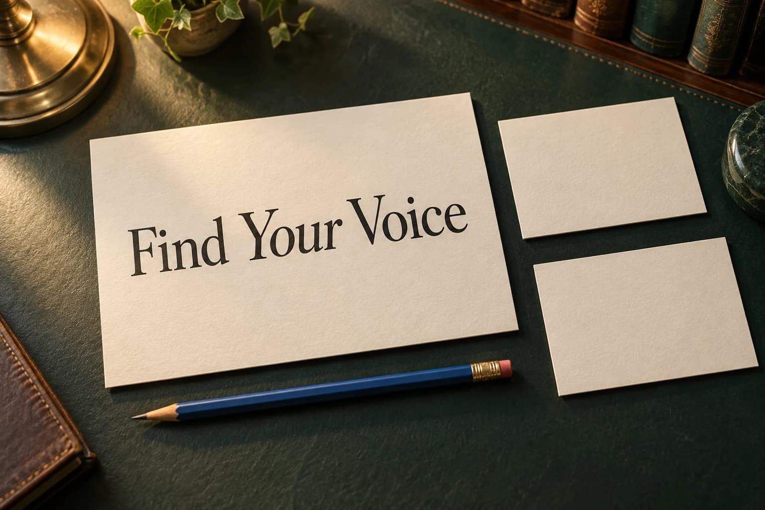 An editing card with the fictional title Find Your Voice