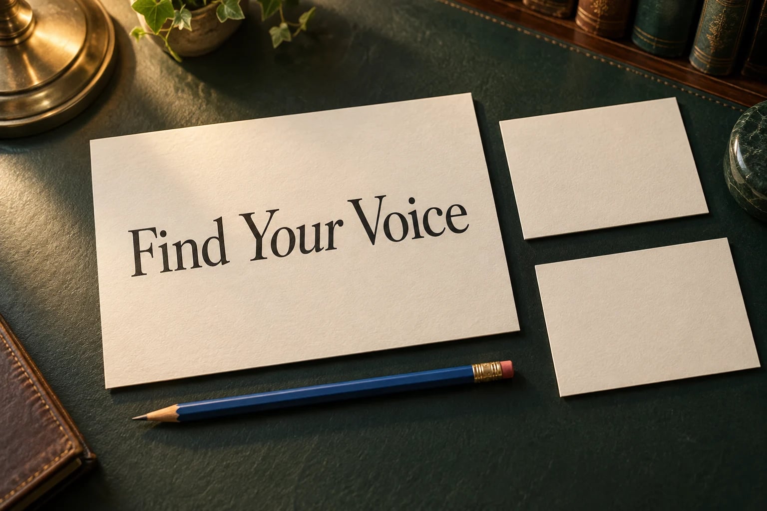 An editing card with the fictional title Find Your Voice