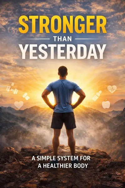 Stronger Than Yesterday — Fitness ebook cover generated with the AI ebook generator