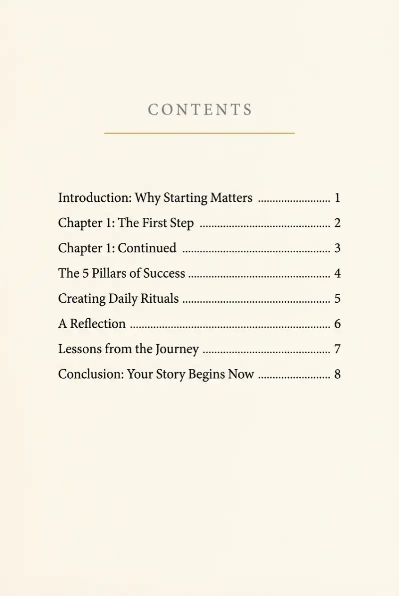 Opening page of the generated ebook