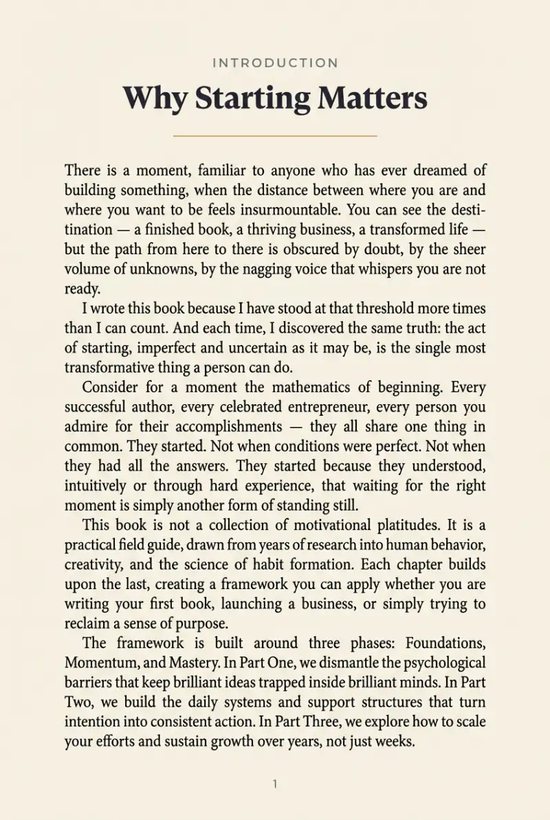 Table of contents page of the generated ebook