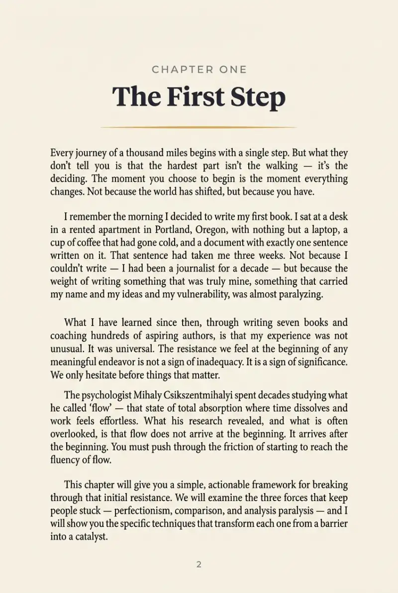 Chapter one page — the text an AI narrator would read aloud