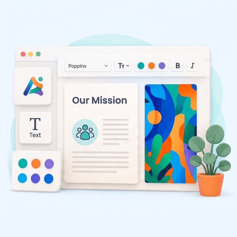 Brand editor for ebook layout with logo colors fonts and page design