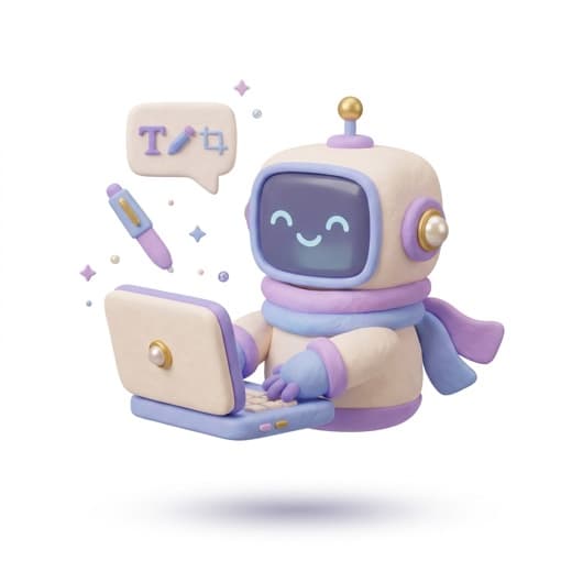 Soft 3D robot writing an ebook on a laptop