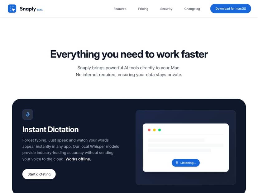 AI dication by Snaply interface