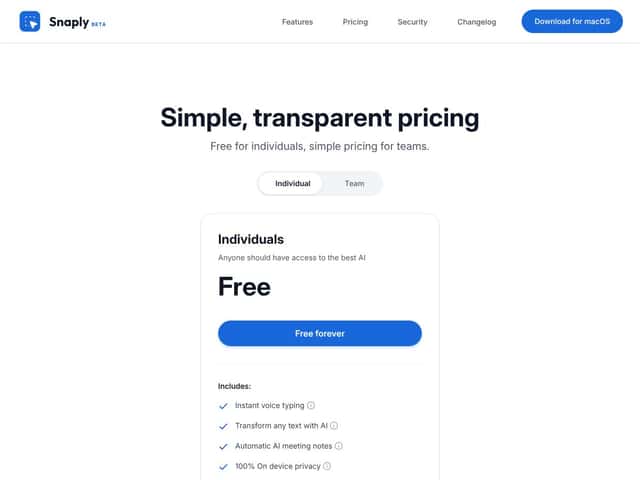 AI dication by Snaply interface