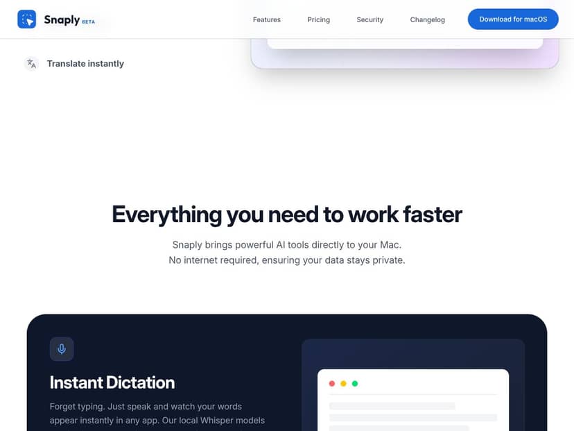 AI dication by Snaply screenshot