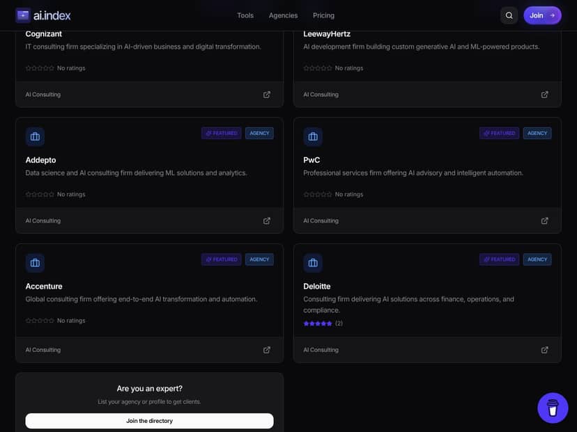 AI Index interface