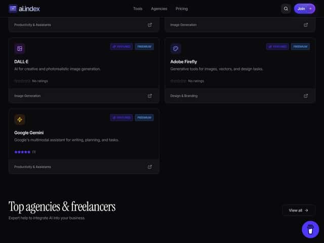 AI Index interface