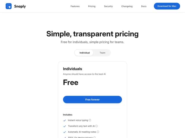 AI meeting notes by Snaply interface