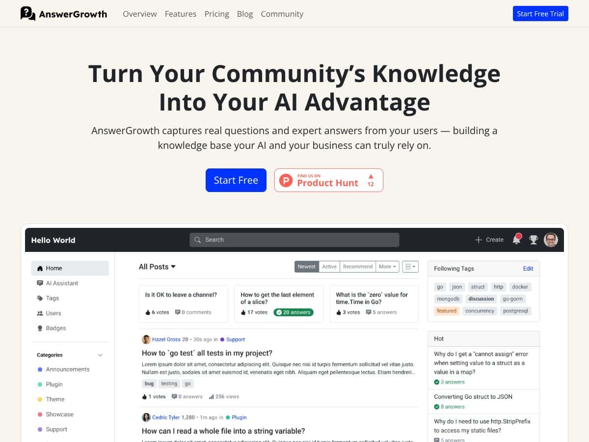 AnswerGrowth screenshot