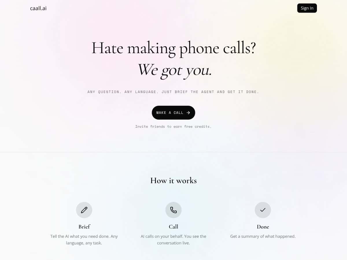 caall.ai — for people who hate calls screenshot