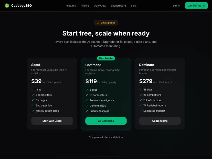 CabbageSEO interface
