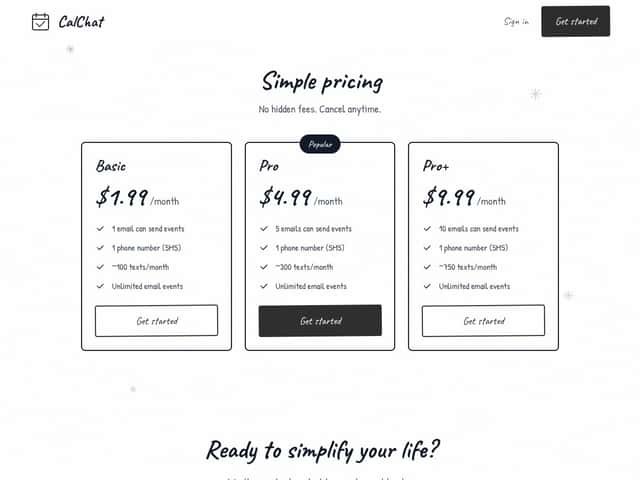 CalChat interface