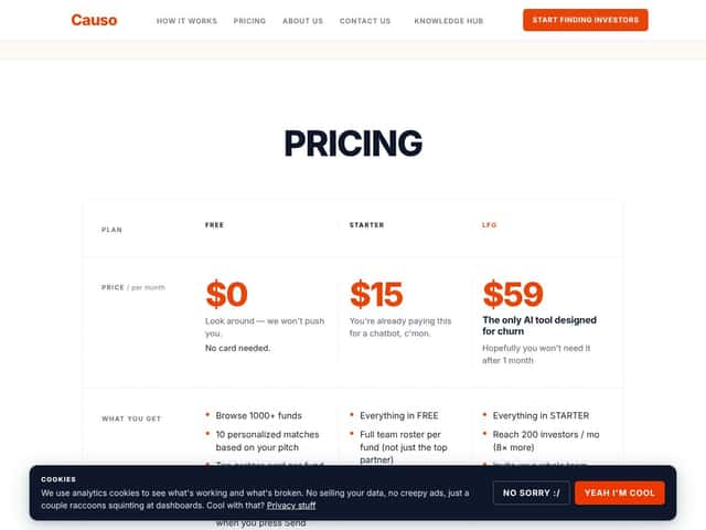 Causo for Fundraising interface