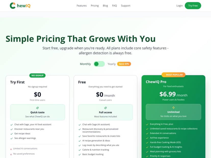 ChewIQ interface