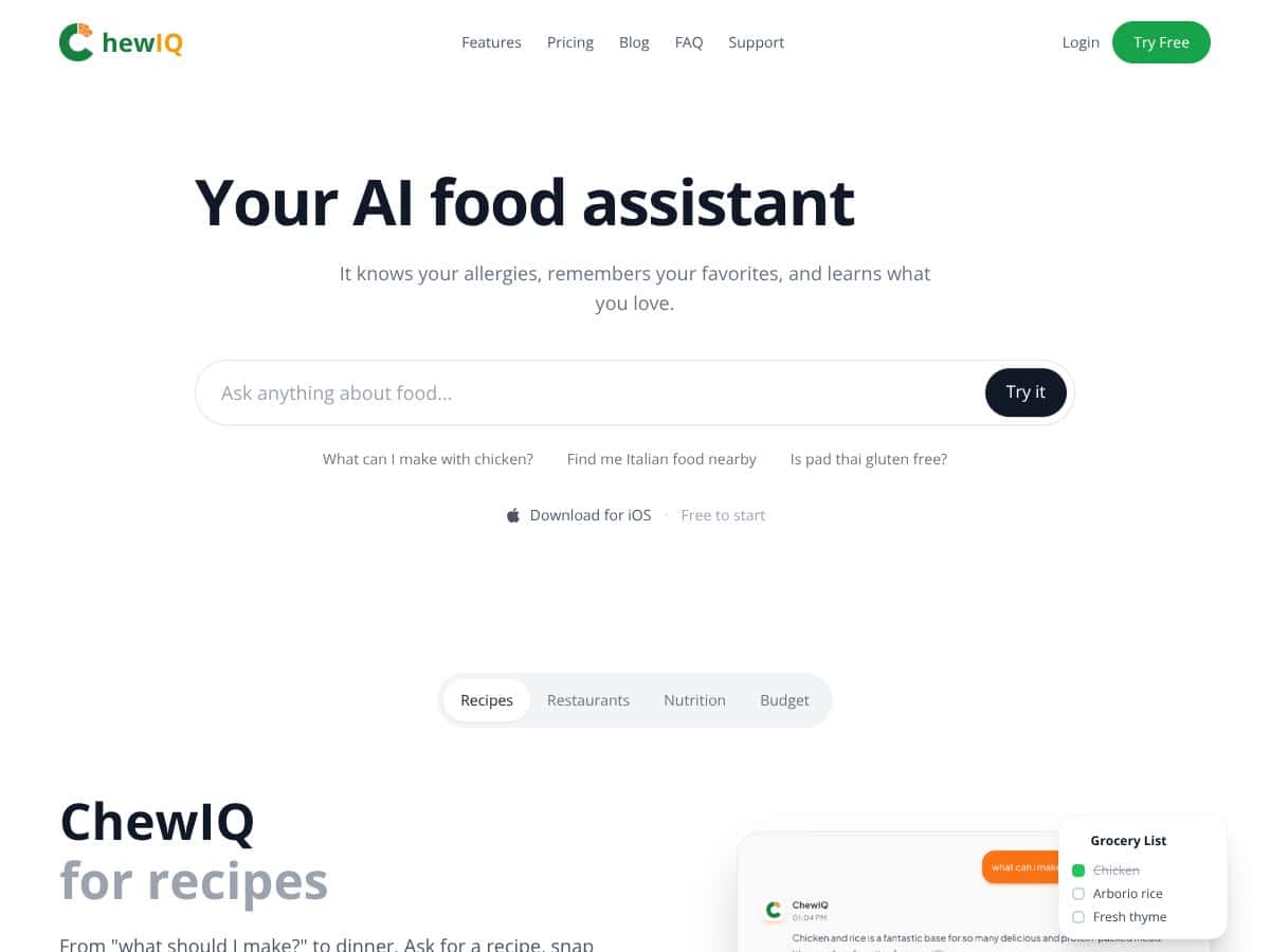 ChewIQ screenshot
