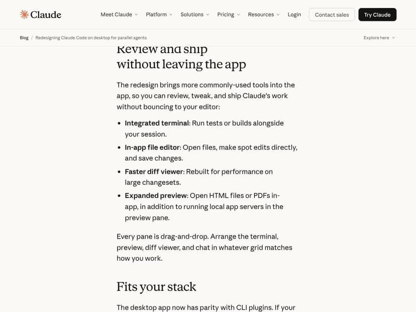 Claude Code Desktop App Redesigned interface