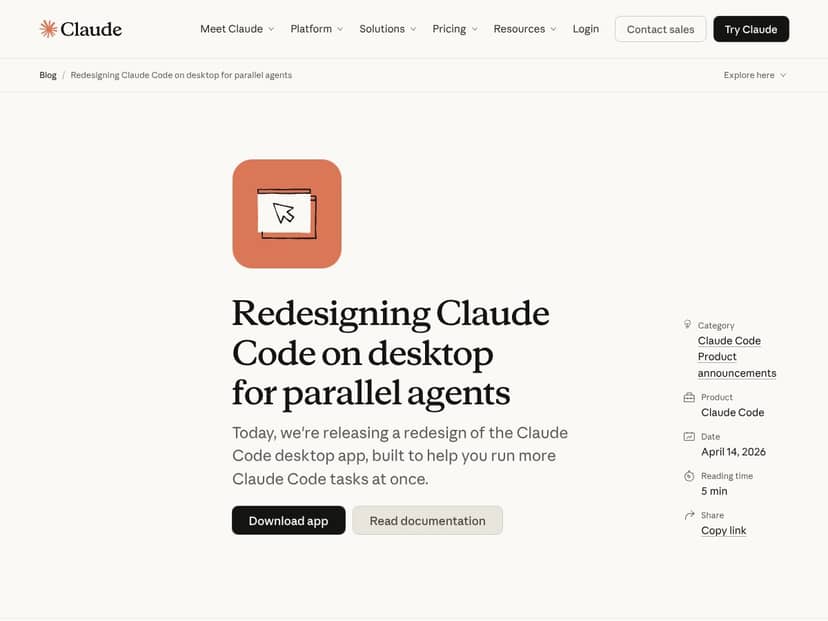 Claude Code Desktop App Redesigned screenshot