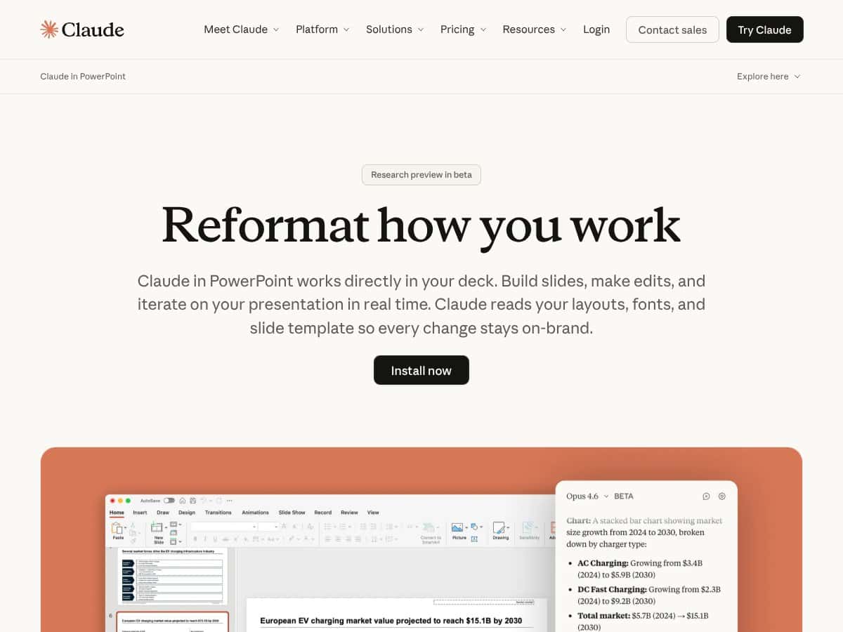 Claude in PowerPoint screenshot