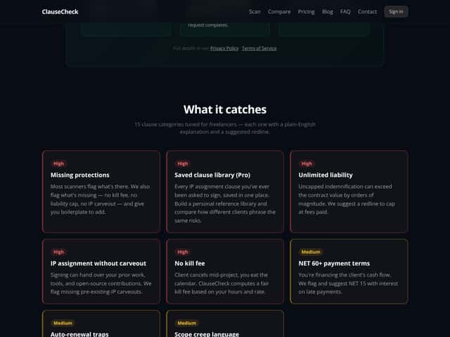 ClauseCheck — Stop signing bad contracts interface