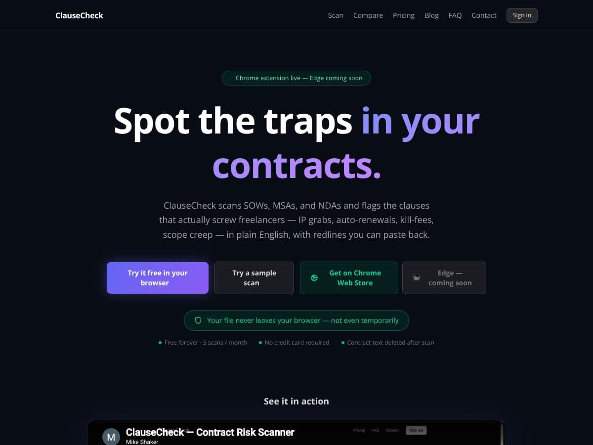 ClauseCheck — Stop signing bad contracts screenshot
