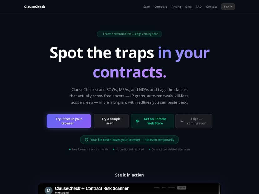 ClauseCheck — Stop signing bad contracts screenshot