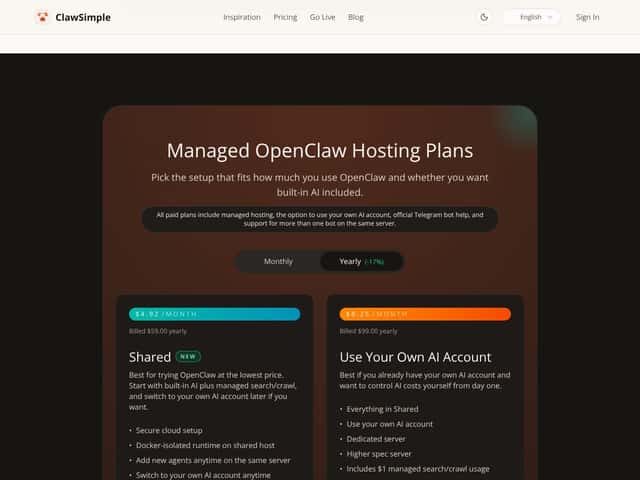 ClawSimple interface