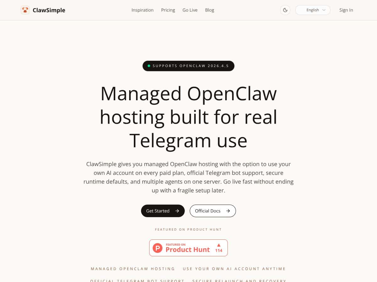 ClawSimple screenshot