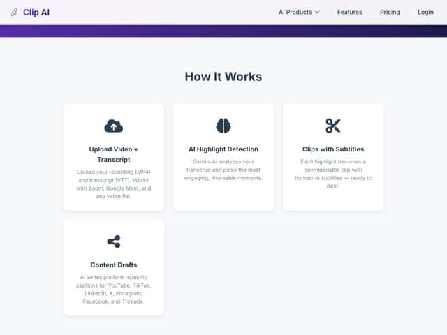 Clip AI interface