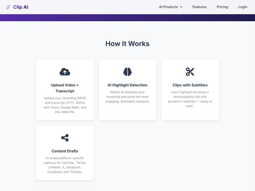 Clip AI interface