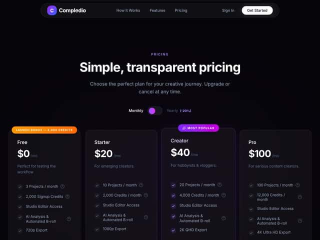Compledio | AI B-Roll Generator interface