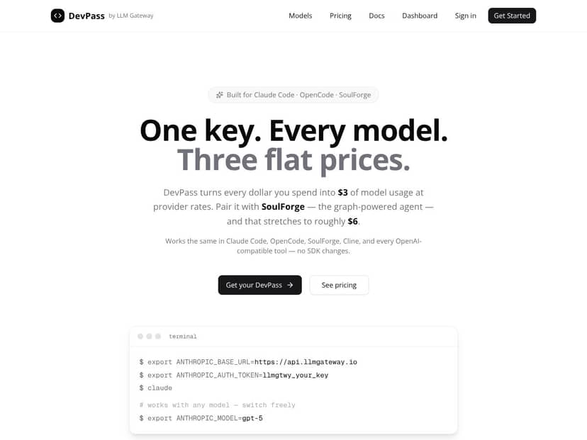 DevPass by LLM Gateway screenshot