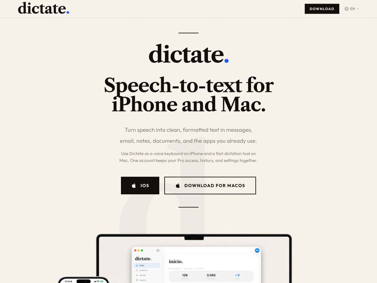 dictate. screenshot