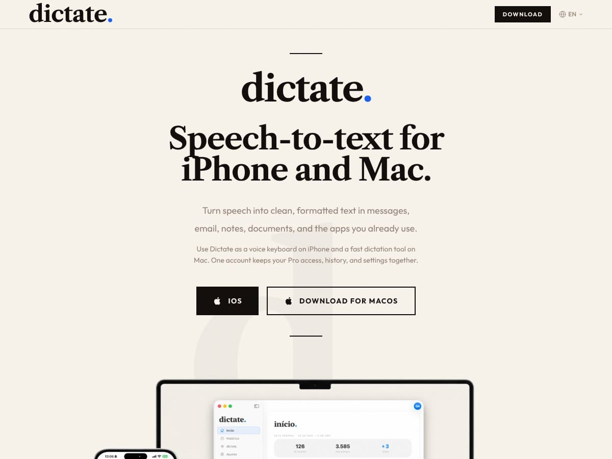 dictate. screenshot