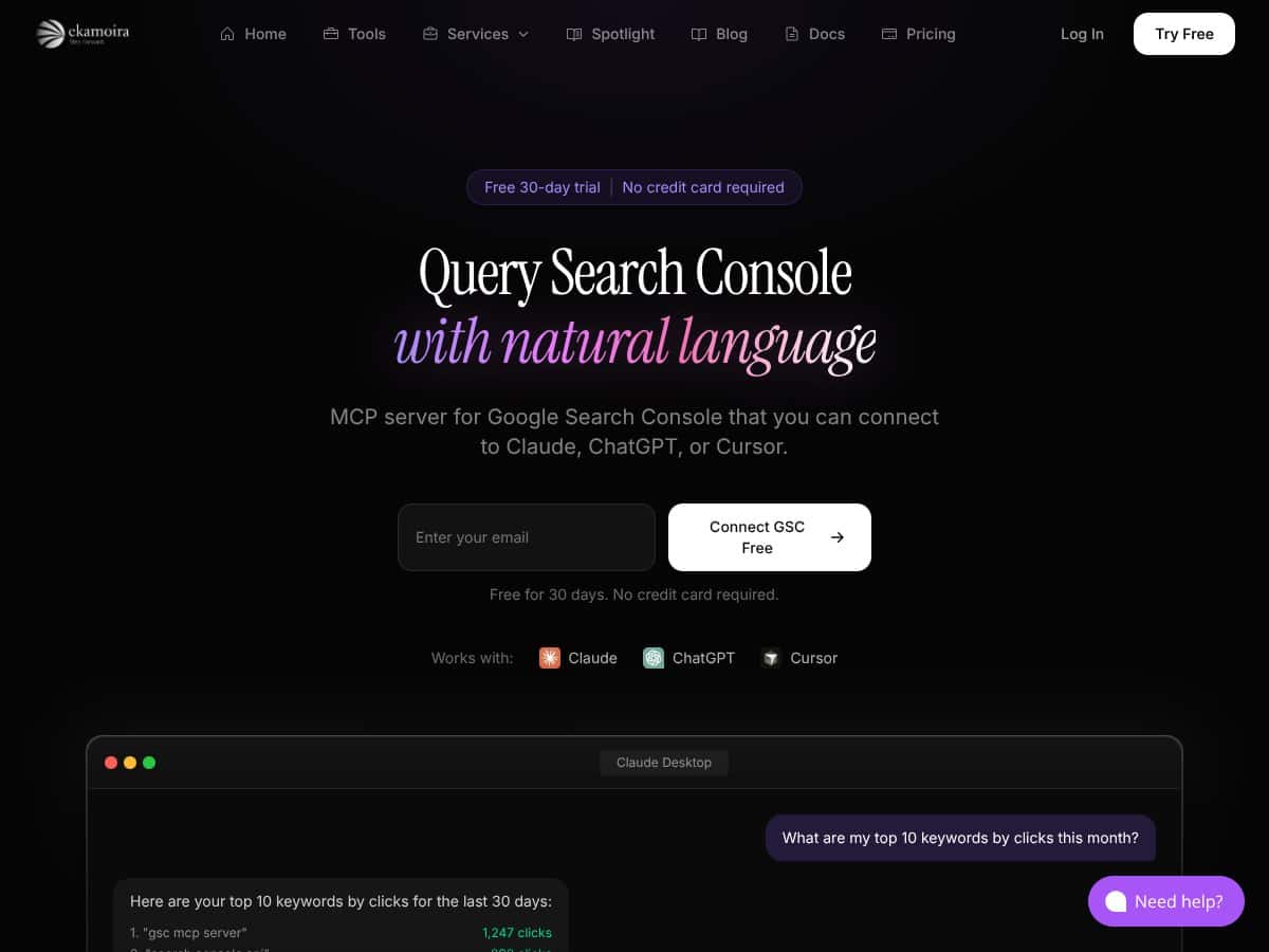 Ekamoira Google Search Console MCP screenshot