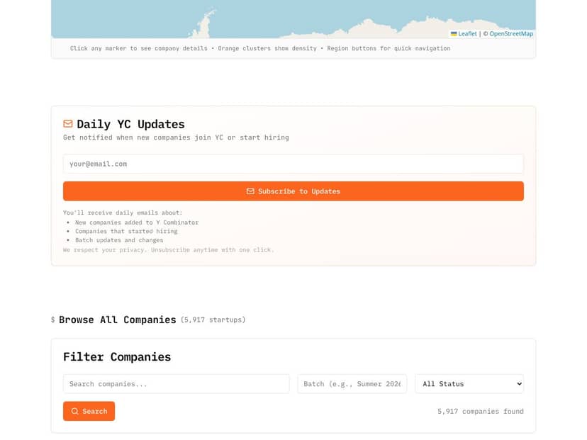 ExploreYC interface