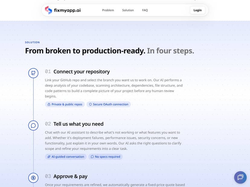 FixMyApp interface