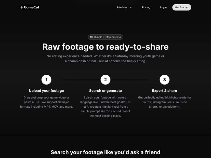 GameCutAI interface