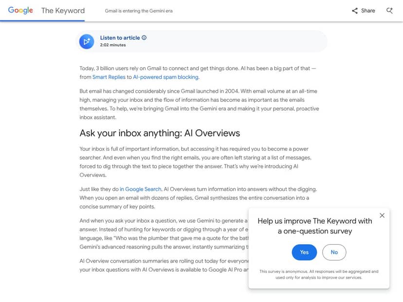Gmail in the Gemini Era interface