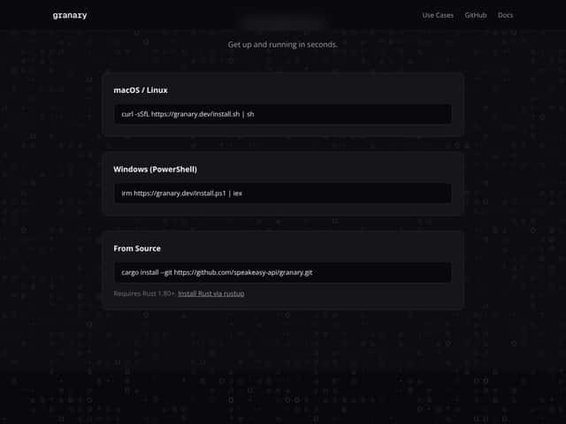 Granary by Speakeasy interface