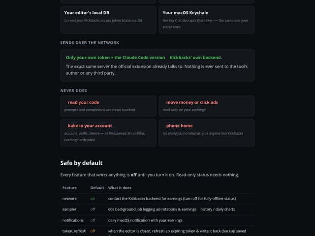 Kickbacks CLI interface