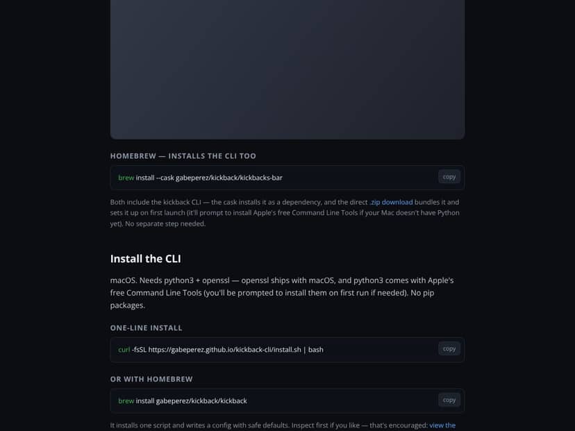 Kickbacks CLI interface